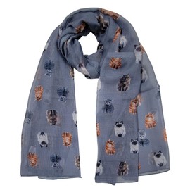 GFM Cat Print Scarf CT-036-BH-Grey, 42, CT-036-BH-Grey