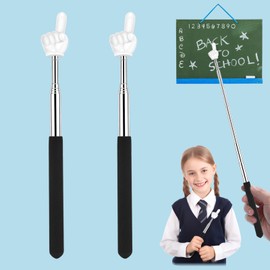 Retractable Teacher Pointer for Classroom Kids Reading, Dumero Extendable Finger Pointer Stick, School Collapsible Telescoping Long Hand Pointing Stick, Classroom Must Have Supplies Essentials, 2 Pack