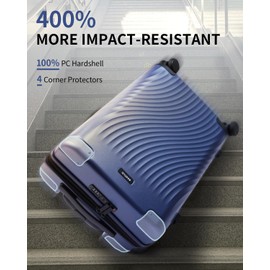 ECOHUB Hardside Expandable Carry On Luggage Sets, Recycled PC 20/24" Rolling Luggage Airline Approved with Spinner Wheels & TSA Lock, Lightweight Hardshell Travel Suitcase, 20+24 inch Carry-on Blue