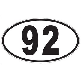 Number 92 Oval Sticker