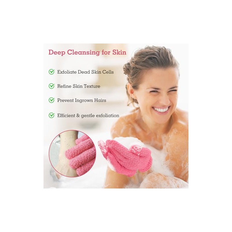 Evridwear Exfoliación Eficaz Guantes Exfoliantes Nailon Doble Textura Eliminan Suavemente