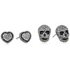 Betsey Johnson CZ Pave Heart & Skull Duo Set of