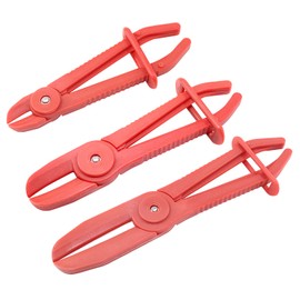 Rierdge 3Pcs Line Clamps Flexible Hose Clamps Pliers Kit, Red Hose Pinch Off Pliers Set Line Clamps for Brake Hoses, Fuel Hoses, Coolant Hoses, 6”, 7” & 10” Hoses Clamps
