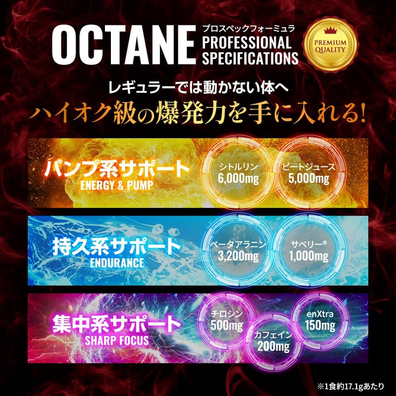 HALEO Pre-Workout OCTANE, Citrulline, Beet, Beta-alanine, Tyrosine, Caffeine, Total of