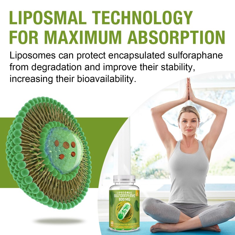 800 MG Liposomal Sulforaphane, Powerful Dual-Delivery for Maximum Absorption &