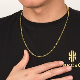 KRKC&CO 3/4/5 Gold Chain Men's Necklace 18K Gold Plated/White Gold, Miami Cuban Link Chain for Men, Hip Hop Thick Curb Chains