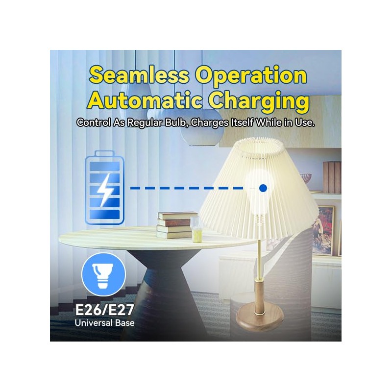 Neporal A19 Rechargeable Light Bulbs, Socket Rechargeable Emergency Light Bulb