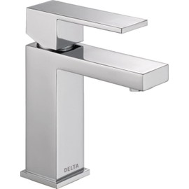 Delta Faucet Modern Single Hole Bathroom Faucet, Chrome Single Handle Bathroom Faucet, Bathroom Sink Faucet, 0.5 GPM, Push Pop-Up Drain Assembly, Chrome 567LF-HGM-PP