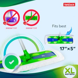 VanDuck Extra Large Cotton Mop Pads Compatible with Swiffer XL Mop - X-Large Wet and Dry Pads Refill, 2-Pack (Handle is Not Included)