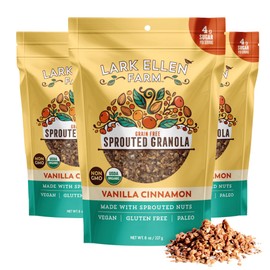 Lark Ellen Farm Vanilla Cinnamon Granola Clusters, Gluten Free, Vegan, Certified Organic, Low Sugar Healthy Snack for Cereal, Yogurt, or With Honey 8 oz - 3 Pack
