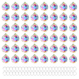 HDCRYSTALGIFTS 48pcs Colorful Faceted Crystal Ball 1.2"/30mm Prism Sun Shine Catcher Rainbow Pendants Maker, Hanging Crystals Prisms for Windows,Garden