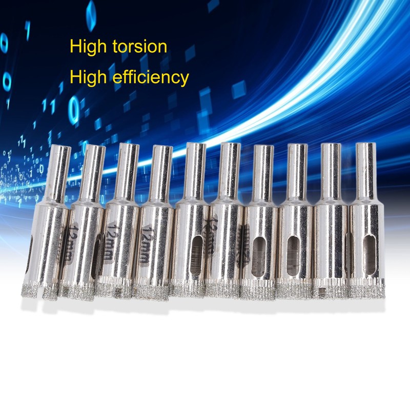 10Pcs Glass Drill Bit 12mm High Torsion Stable Fine Workmanship