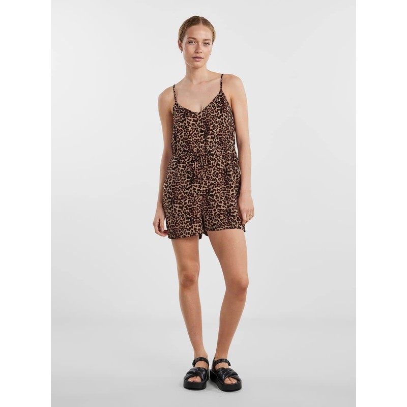 PIECES Women's Pcnya Slip Playsuit Bf BC Jumpsuit, Black/Aop:Leo.