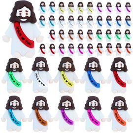 ILHSTY 50 Pcs Little Jesus Figures – Mini Rubber Jesus Toys Jesus Love You for Easter Egg Fillers Egg Hunts Religious Party Favors Gifts Hide and Seek Baptism Gifts Sunday School (Mix Color 10)