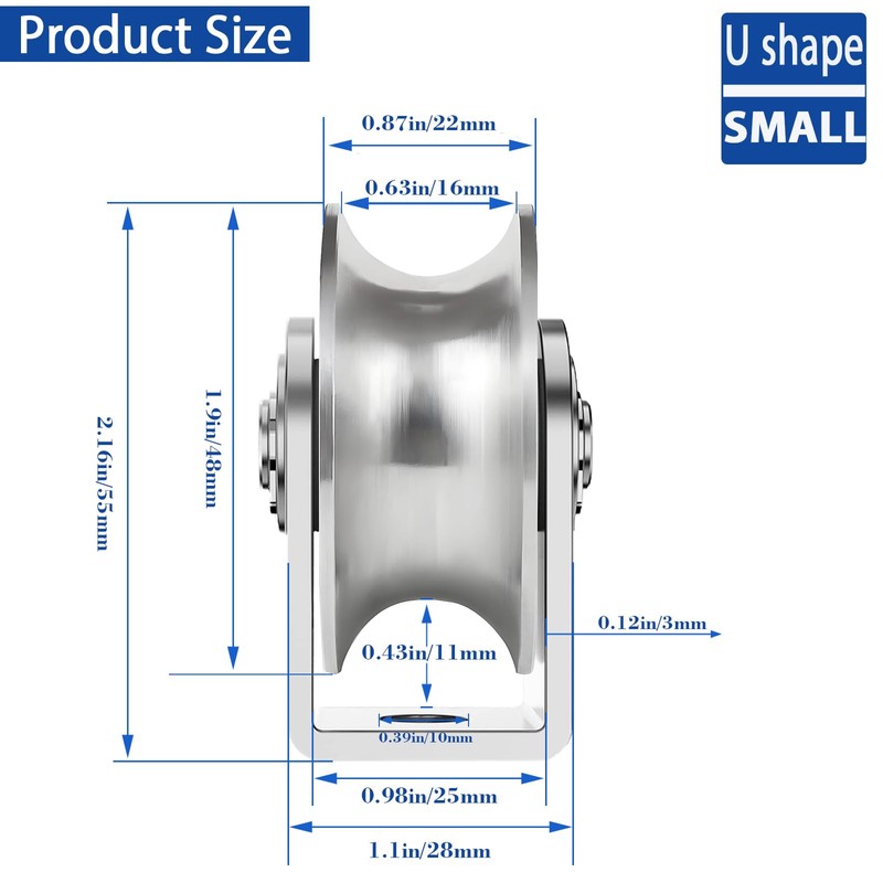 2 Pack 2 Inch Pulley Block U Grooved Wheel Pulley,