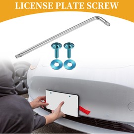 Partuto 1 Set 1/4" M6 Universal Anti Theft License Plate Screws - Car Security Bolt Fasteners Kits for Car Tag Frame Holder with 2 Washers - Titanium Alloy Blue