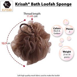 Krisah® Bath Loofah/Luffa/Lofah Sponge - Black & Golden Color(Pack of 2)