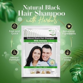BIOGREEN ROOTS Ammonia-Free & Paraben Free Herbal Hair Shampoo - Hair Dye Shampoo for Women & Men - Natural Color & Herbal Nourishment - No Stain on Skin - Natural Black (100 sachets x 25 ml)