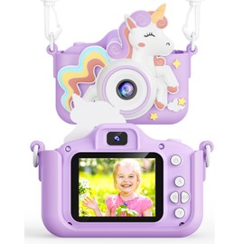KOKODI - Cámara digital de juguete para niños, regalos de cumpleaños para niñas de 3 a 12 años, cámara de video HD 1080P para niños, juguetes de unicornio para niños de 3, 4, 5, 6, 7, 8, 9 años con