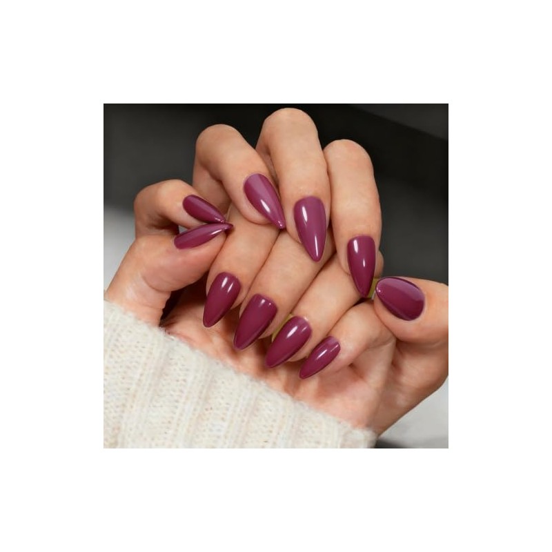SXVME Uñas Postizas De Gel Suaves Reutilizables Color Frambuesa Almendra