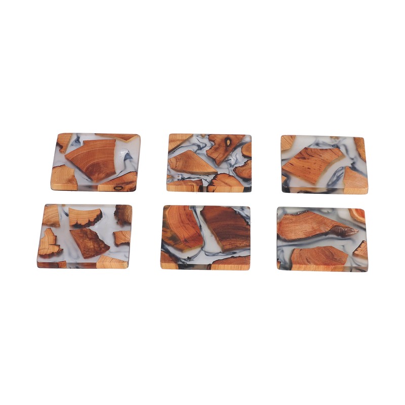 6Pcs Wood Coasters Innovative Insulation Cup Mat Pad Craft Works