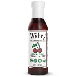 Wäbry Organic Cherry Syrup – 14.9oz (420g), Natural Fruit Syrups for Drinks, Coffee, Shaved Ice and Ice cream, Vegan, Non-GMO, Gluten-Free Snow Cone Syrup – BPA-Free Plastic Bottle