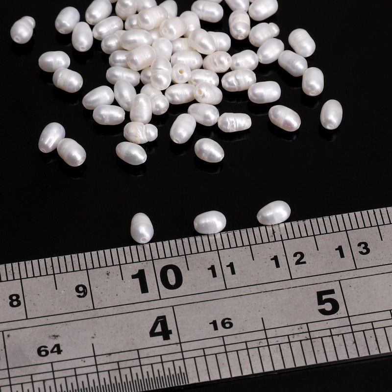Natural Rice Freshwater Pearl Beads 2-3mm White Loose Pearls, 0.5mm