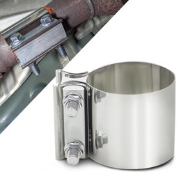 Rebvugr 3 Inch Exhaust Clamps, Universal 2.0'-4.0' Exhaust Lap Joint Butt Clamps, 304 Stainless Steel Butt Joint Band Clamp Sleeve Coupler for Muffler Pipe Repair, Catalytic Converters (3 Inch)