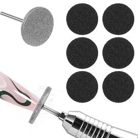 1 Piece Nail Cutter Bits, with 6 Replacement Sanding Sheets, Professional Nail Cutter Bits, Electric Foot File Hard Skin Remover, Remove Gel, Acrylic, Cuticle, Carbide Grinder, Milling Cutter,