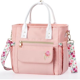 Hihealer Deluxe Lunch Bag for Women - Leak-proof Insulated Cooler Bag Great Gifts for Women Waterproof Multi-Pocket Lunch Bag with Removable Strap for Work/Picnic, waratah blush