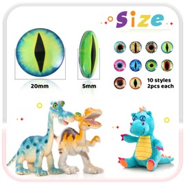 TOAOB 20pcs Glass Dragon Eyes Assorted Colors Cabochon Eyes 20mm Half Round Dragon Eyes for Clay Doll Making Sculptures Props and DIY Jewelry Making Findings