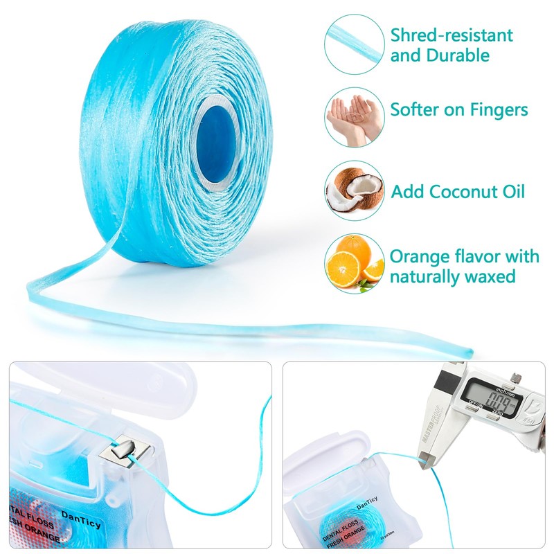 Coconut-Oil Infused Woven Dental Floss,Deep Clean Natural Vegetable Waxed Floss,Extra