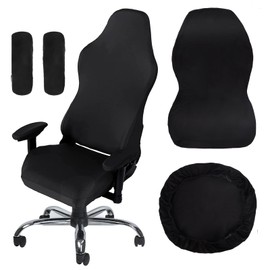 Moorle Gaming Chair Covers, Gaming Chair Covers Stretch 4 Piece, Black Computer Chair Cover with Armrest and Chair Back Covers for Game Chair Computer Chair Office Chair