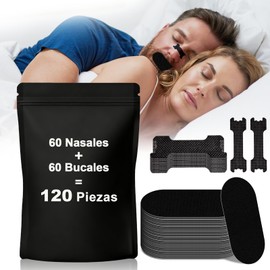 HEILUON Kit 120 Piezas Antirronquidos  60 Tiras Nasales  60 Cintas para la Boca, Doble Apoyo para Mejor Respiración y Menos Ronquidos, Ideal para...  