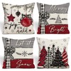 WINAROI Set of 4 Christmas Cushion Covers, Snowman, Reindeer, Christmas