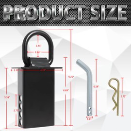 Trailer Stake Pocket D Ring 16200lbs Heavy Duty Removable Adjustable D-Ring Stake Pocket Tie Downs for Utility Trailers, Flatbed Trucks w/ 1/2" Hitch Pin (Black, 8PCS)