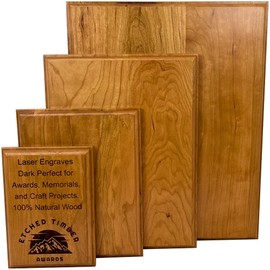 Genuine Cherry Wood Plaque Base – Premium 100% Real Cherry, Double Beveled, ¾" Thick – Laser Engraves Dark – Ideal for Awards, Trophies, Crafts, and Custom Projects – Multiple Sizes (5x7 inch)