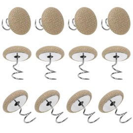 Mini Skater Small Linen Fabric Covered Button Upholstery Twist Pins Classy Bed Skirt Pins for Slipcovers Headliners Fixed, Pack of 12 (Light Khaki)