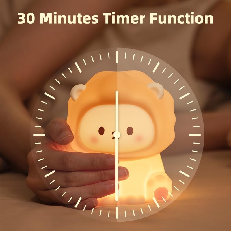 KinYiLO Cute Lion Night Light for Kids, Rechargeable Nursery Lamp