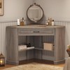 Farmhouse Corner Computer Desk with Drawer & Storage Shelves, Small
