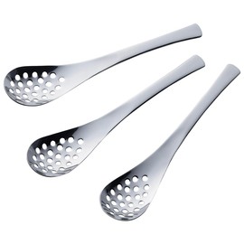 Shimomura Kusen 44195 Astragalus Spoon, Holed, 3-piece Set, Small, Made in Japan, Dishwasher Safe, Easy to Eat, Ramen, Canned Dessert, Stainless Steel, Tsubamesanjo