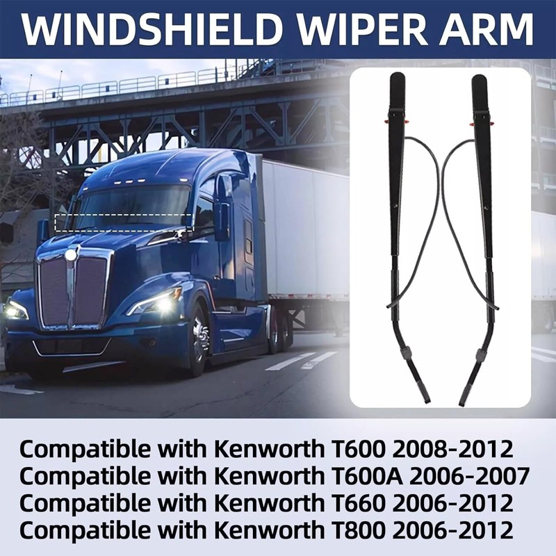 2-Pcs Front Windshield Wiper Arm Pair Kit Compatible with Kenworth