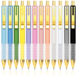 Drawdart 12 Pcs Smooth Writing Pens - 1.0mm Black Ink Ballpoint Pens with Super Soft Grip | Long Lasting Retractable Pen for School, Office & Home Supplies