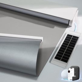Motorized Blinds with Remote, Smart Blinds with Solar Panel, Thermal Blackout Electric Blinds, Automatic Blinds for Windows Compatible with Alexa, Grey-28"x72"