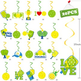 20Pcs Pickleball Theme Hanging Swirls Pickleball Birthday Party Decorations Pickleball Party Hanging Foil Whirls Ceiling Streamers Decoration for Sport Theme Birthday Party Baby Shower Supplies