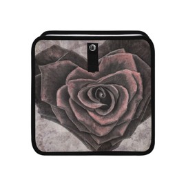 Tatenale Foldable Hanging Trash Bin - Car Trash Can with Adjustable Shoulder Strap, Rose Heart Floral