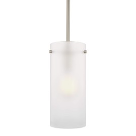 Linea Modern Brushed Nickel Pendant Light - Large Frosted Glass Effimero Pendant Adjustable Hanging Lighting Fixture for Kitchen Island, Over Sink and Bathroom