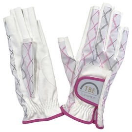 TOBIEMON(トビエモン) ゴルフグローブ レディース ストレッチグローブ ゴルフ用 レディース ストレッチグローブ 両手用 ホワイトピンク ネイル&全天候型 R&A公認 レディース ネイルOK (S（17-18cm）)