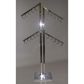 1 New 4-Way Straped Handbag Display Rack Chrome - with Four 5-Hook Waterfall Style Arms
