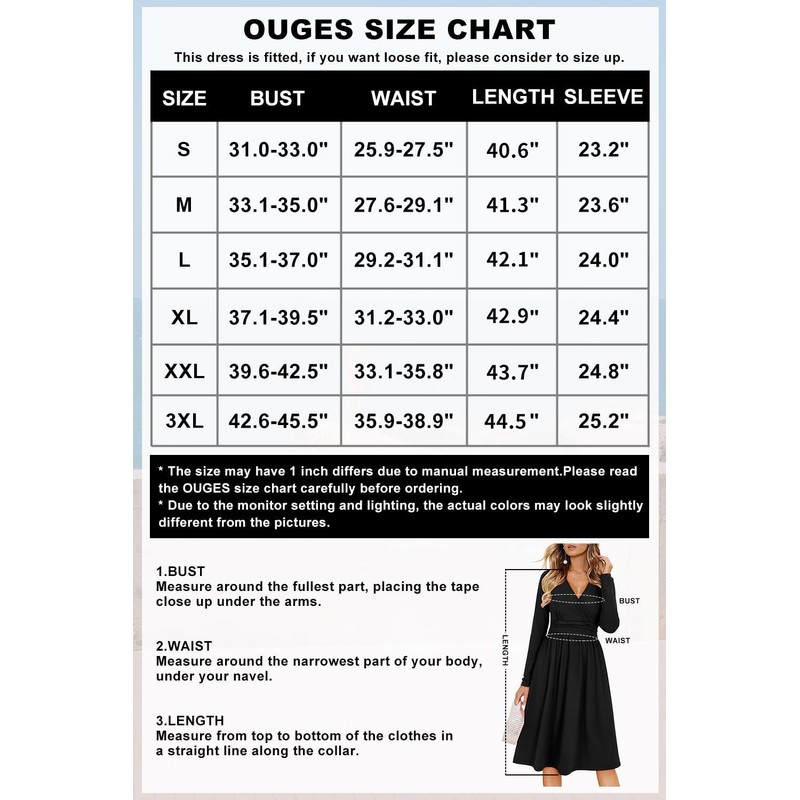 OUGES Women's Summer Dress, Short Sleeve, V-Neck, Knee Length, Floral